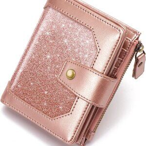 Women Wallet Faux Leather Small Bifold RFID Blocking Card Holder Compact